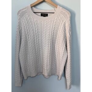 Truth by Republic Women's Cable Knit Crewneck‎ Sweater Cream Ivory Size Large